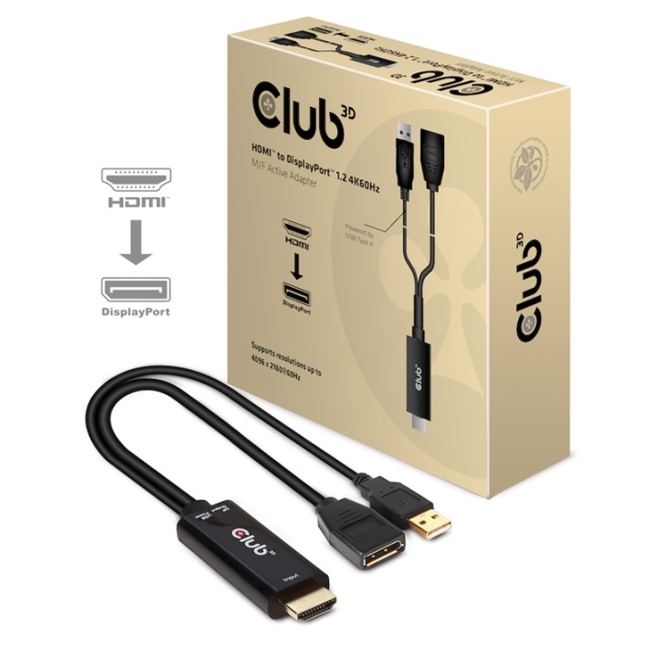 CLUB3D HDMI 2.0 TO DISPLAYPORT 1.2 4K60HZ HDR M/F ACTIVE ADAPTER Svart in de groep COMPUTERS & RANDAPPARATUUR / Computerkabels / DisplayPort / Adapters bij TP E-commerce Nordic AB (A14284)
