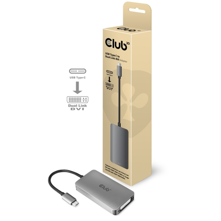 CLUB3D cac-1510 USB C DVI-D Dual link Grå in de groep COMPUTERS & RANDAPPARATUUR / Computerkabels / DVI / Adapters bij TP E-commerce Nordic AB (A14286)