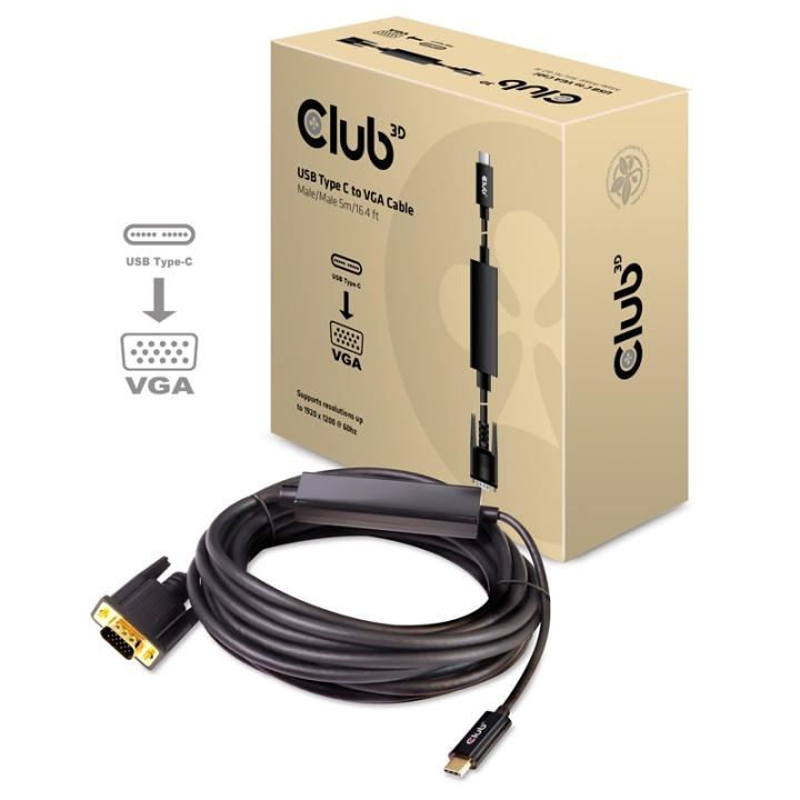 CLUB3D cac-1512 usb C VGA Svart in de groep COMPUTERS & RANDAPPARATUUR / Computerkabels / VGA / Kabels bij TP E-commerce Nordic AB (A14287)