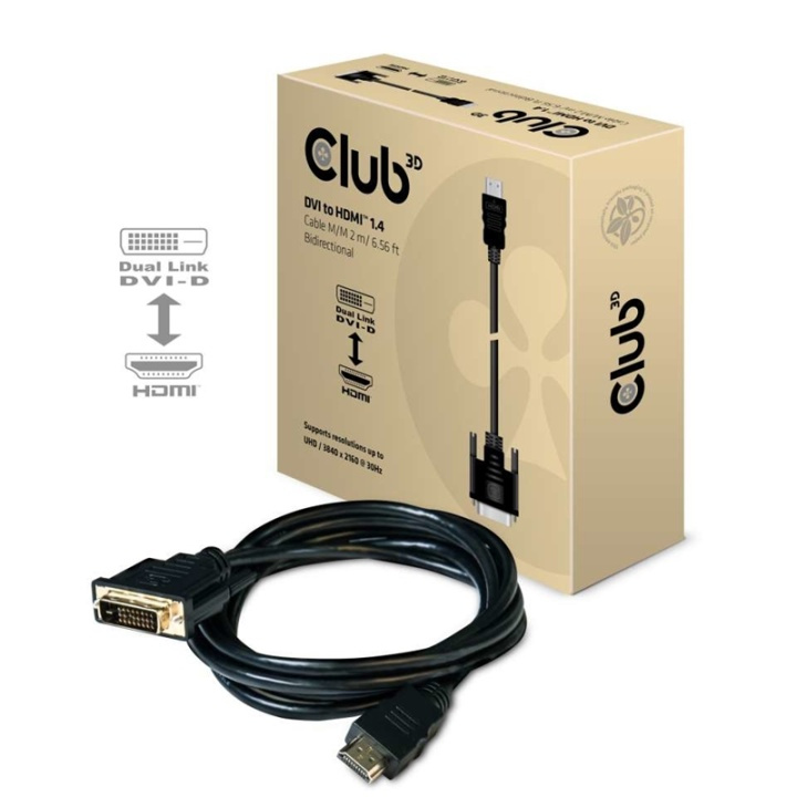 CLUB3D DVI to HDMI 1.4 Cable M/M 2m/ 6.56ft Bidirectional in de groep COMPUTERS & RANDAPPARATUUR / Computerkabels / DVI / Kabels bij TP E-commerce Nordic AB (A14289)