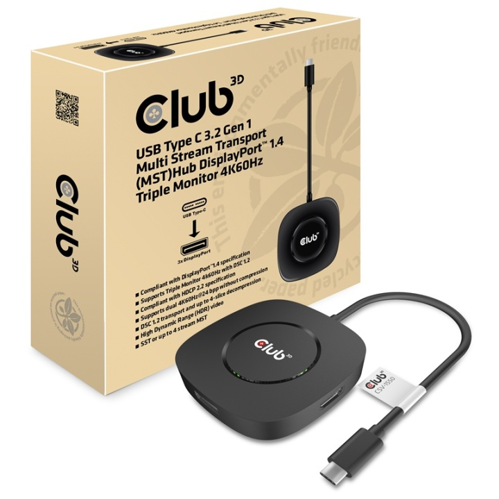 CLUB3D USB TYPE C 3.2 GEN1 MULTISTREAM TRANSPORT MST HUB DISPLAY PORT 1.4 TRIPLE in de groep COMPUTERS & RANDAPPARATUUR / Computerkabels / DisplayPort / Adapters bij TP E-commerce Nordic AB (A14290)