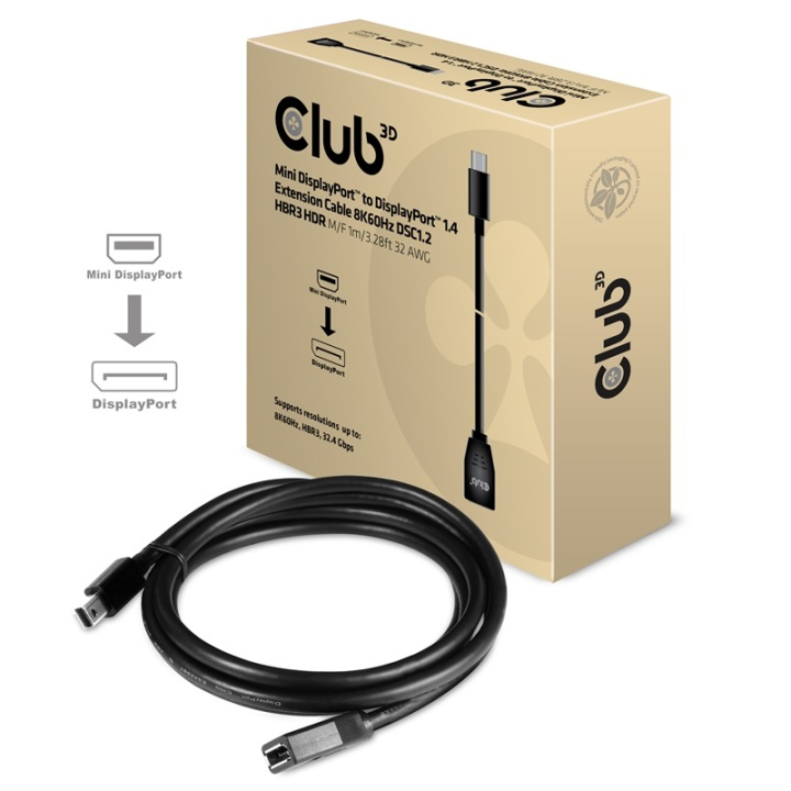 CLUB3D cac-1121 1 m Mini DisplayPort DisplayPort Svart in de groep COMPUTERS & RANDAPPARATUUR / Computerkabels / DisplayPort / Kabels bij TP E-commerce Nordic AB (A14570)