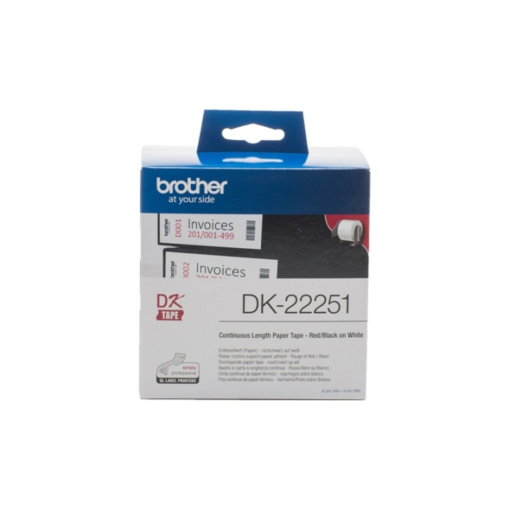 Brother DK-22251 etikett-tejp Svart och rött på vitt in de groep COMPUTERS & RANDAPPARATUUR / Printers & Accessoires / Printers / Label machines & Accessoires / Etiketten bij TP E-commerce Nordic AB (A14651)