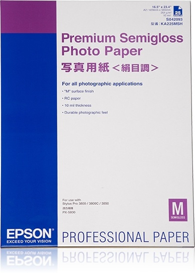Epson Premium Semigloss Photo Paper, DIN A2, 250 g/m², 25 ark in de groep HOME ELECTRONICS / Foto & Video / Fotoapparatuur / Overige bij TP E-commerce Nordic AB (A14740)