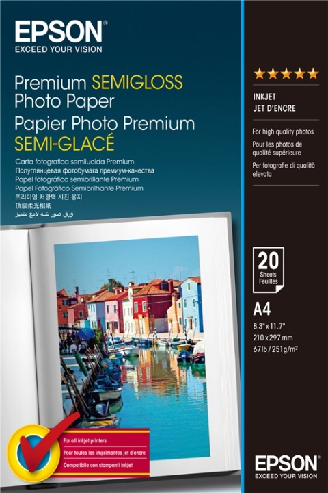 Epson Premium Semi-Gloss Photo Paper - A4 - 20 ark in de groep HOME ELECTRONICS / Foto & Video / Fotoapparatuur / Overige bij TP E-commerce Nordic AB (A14741)