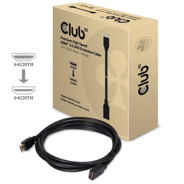 CLUB3D High Speed HDMIT 2.0 4K60Hz Extension Cable 3m/ 9.8ft Male/Female in de groep HOME ELECTRONICS / Kabels & Adapters / HDMI / Kabels bij TP E-commerce Nordic AB (A14787)