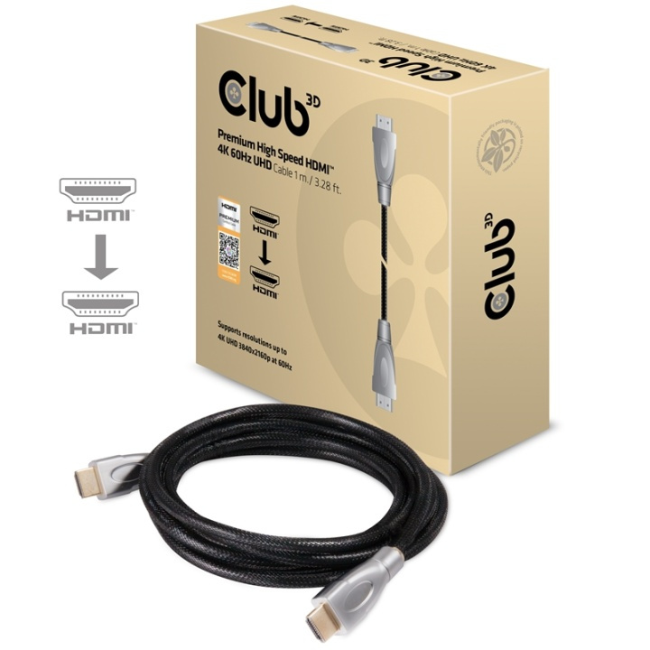 CLUB3D Premium High Speed HDMIT 2.0 4K60Hz UHD Cable 1 m/ 3.28 ft Certified in de groep HOME ELECTRONICS / Kabels & Adapters / HDMI / Kabels bij TP E-commerce Nordic AB (A14788)