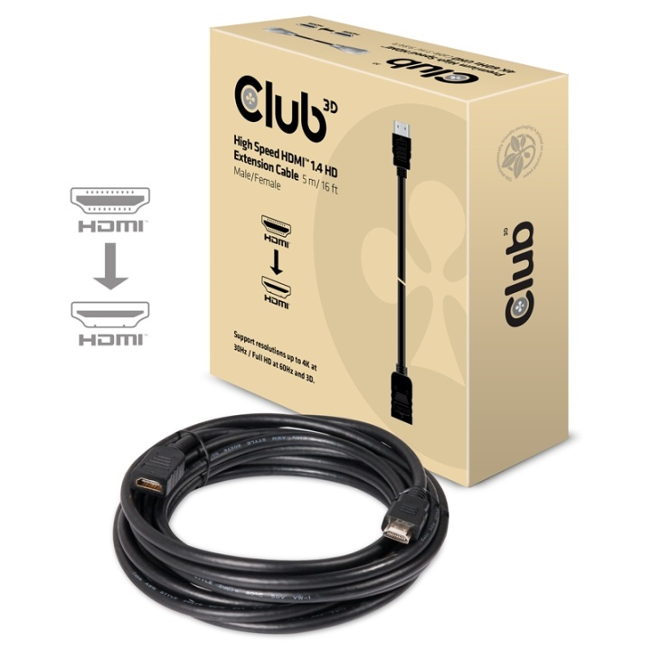 CLUB3D High Speed HDMIT 1.4 HD Extension Cable 5m/16ft Male/Female in de groep HOME ELECTRONICS / Kabels & Adapters / HDMI / Kabels bij TP E-commerce Nordic AB (A14791)