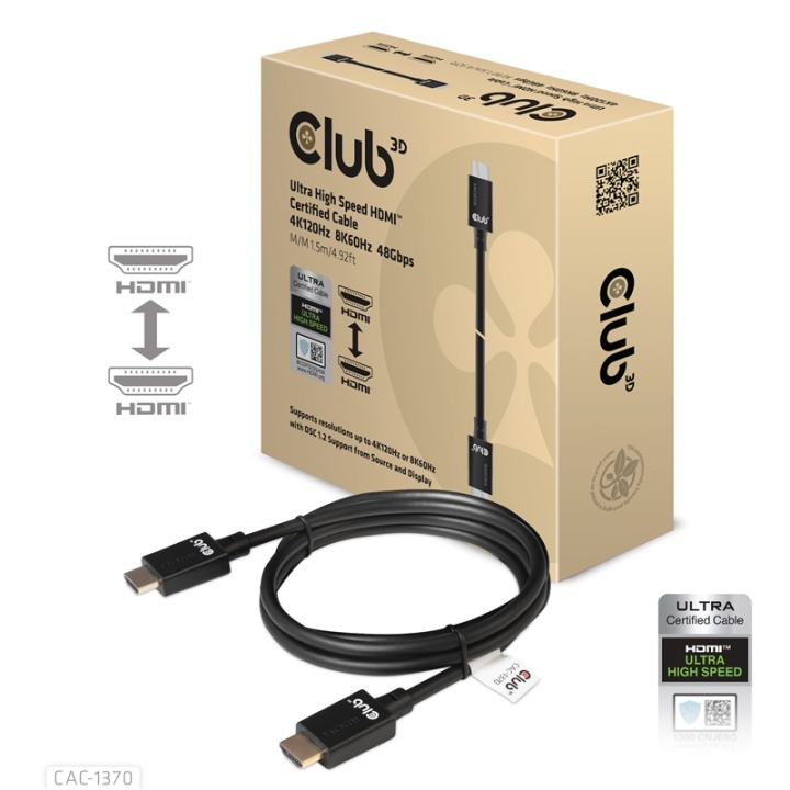 CLUB3D CAC-1370 HDMI-kabel 1,5 m HDMI Typ A (standard) Svart in de groep HOME ELECTRONICS / Kabels & Adapters / HDMI / Kabels bij TP E-commerce Nordic AB (A14793)
