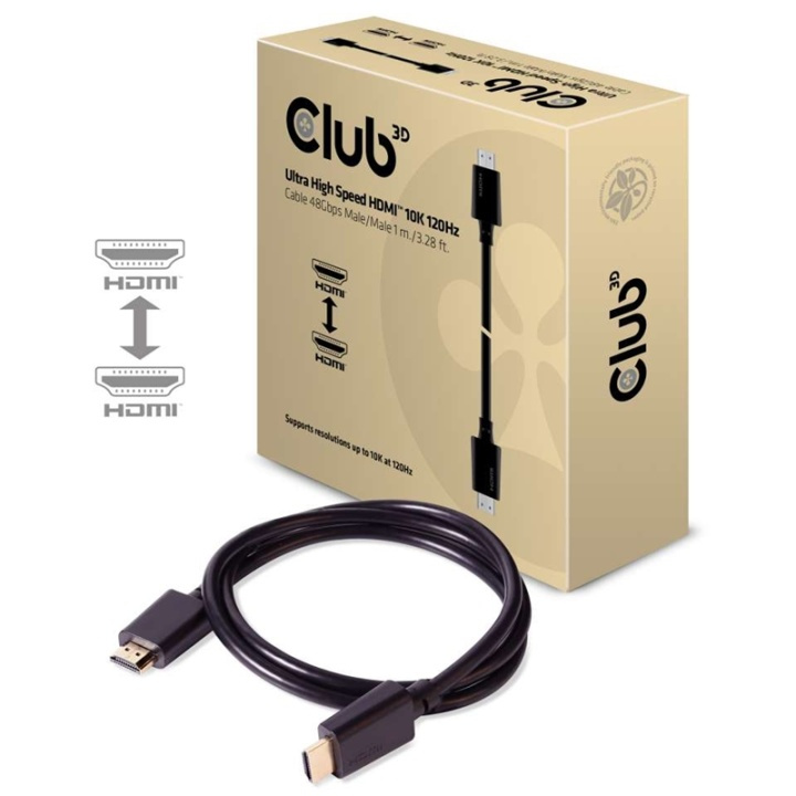 CLUB3D Ultra High Speed HDMI 2.1 Cable 10K 120Hz, 48Gbps Male/Male 1 m./3.28 ft. in de groep HOME ELECTRONICS / Kabels & Adapters / HDMI / Kabels bij TP E-commerce Nordic AB (A14794)