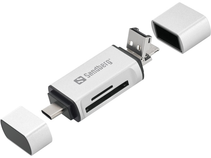 Sandberg Card Reader USB-C+USB+MicroUSB in de groep HOME ELECTRONICS / Opslagmedia / Geheugenkaartlezer bij TP E-commerce Nordic AB (A14995)