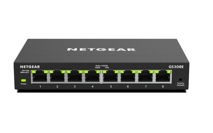 Netgear GS308E hanterad Gigabit Ethernet (10/100/1000) Svart in de groep COMPUTERS & RANDAPPARATUUR / Netwerk / Schakelaars bij TP E-commerce Nordic AB (A15277)