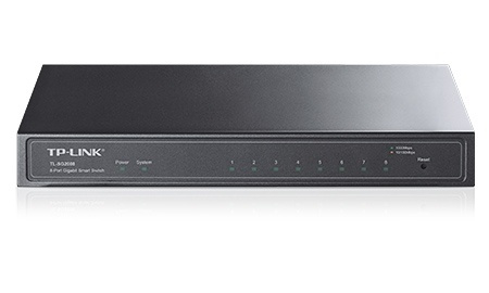 TP-LINK TL-SG2008 hanterad Gigabit Ethernet (10/100/1000) Svart in de groep COMPUTERS & RANDAPPARATUUR / Netwerk / Schakelaars bij TP E-commerce Nordic AB (A15292)