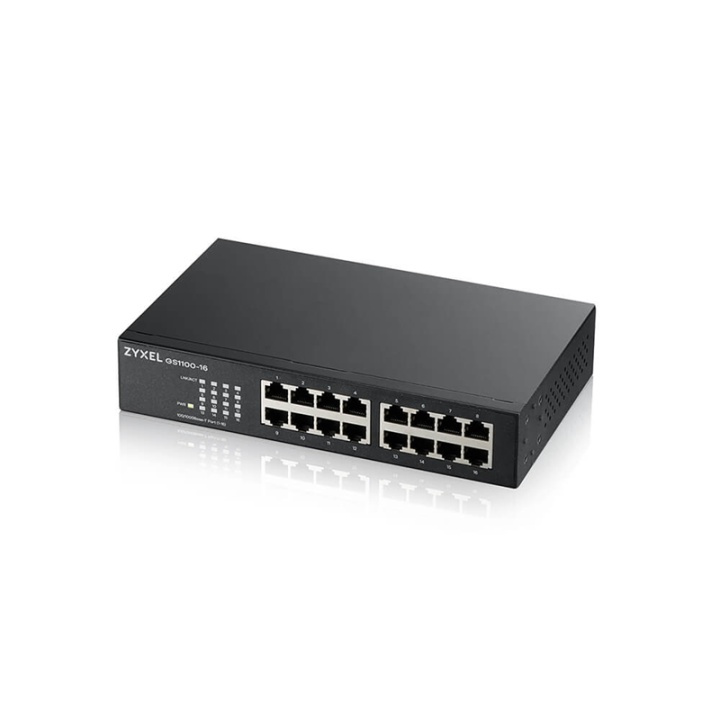Zyxel GS1100-16 Ohanterad Gigabit Ethernet (10/100/1000) Svart in de groep COMPUTERS & RANDAPPARATUUR / Netwerk / Schakelaars bij TP E-commerce Nordic AB (A15294)