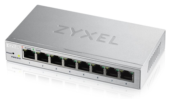 Zyxel GS1200-8 hanterad Gigabit Ethernet (10/100/1000) Silver in de groep COMPUTERS & RANDAPPARATUUR / Netwerk / Schakelaars / 10/100/1000Mbps bij TP E-commerce Nordic AB (A15295)