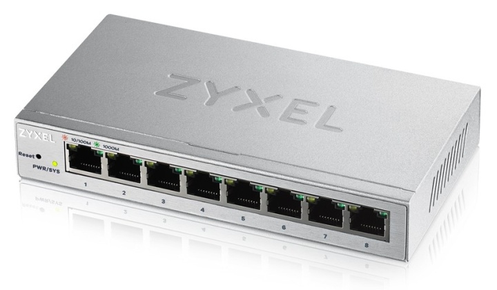 Zyxel GS1200-8 hanterad Gigabit Ethernet (10/100/1000) Silver in de groep COMPUTERS & RANDAPPARATUUR / Netwerk / Schakelaars bij TP E-commerce Nordic AB (A15295)