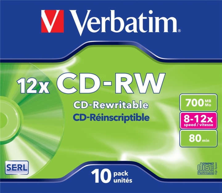 Verbatim CD-RW 12x 700 MB 10 styck in de groep HOME ELECTRONICS / Opslagmedia / CD/DVD/BD-schijven / CD-RW bij TP E-commerce Nordic AB (A15420)