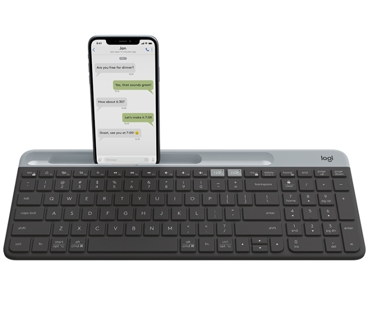 Logitech K580 tangentbord Trådlös RF + Bluetooth Dansk, Finsk, Norsk, Svensk gra in de groep COMPUTERS & RANDAPPARATUUR / Muizen en toetsenborden / Toetsenborden / Draadloos bij TP E-commerce Nordic AB (A15638)