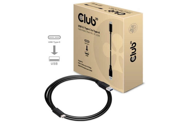 CLUB3D USB Type-C to Type-A Cable Male/Male 1Meter 60Watt in de groep COMPUTERS & RANDAPPARATUUR / Computerkabels / USB / USB-C bij TP E-commerce Nordic AB (A15946)