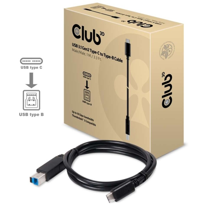 CLUB3D USB 3.1 Gen2 Type-C to Type-B Cable Male/Male, 1 M./ 3.3 Ft. in de groep COMPUTERS & RANDAPPARATUUR / Computerkabels / USB / USB-C bij TP E-commerce Nordic AB (A15947)