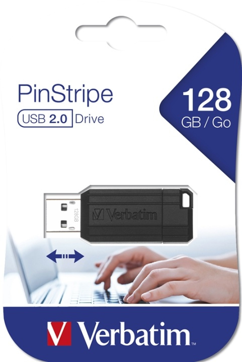 Verbatim PinStripe 128GB USB-sticka USB Type-A 2.0 Svart in de groep HOME ELECTRONICS / Opslagmedia / USB-geheugen / USB 2.0 bij TP E-commerce Nordic AB (A15964)