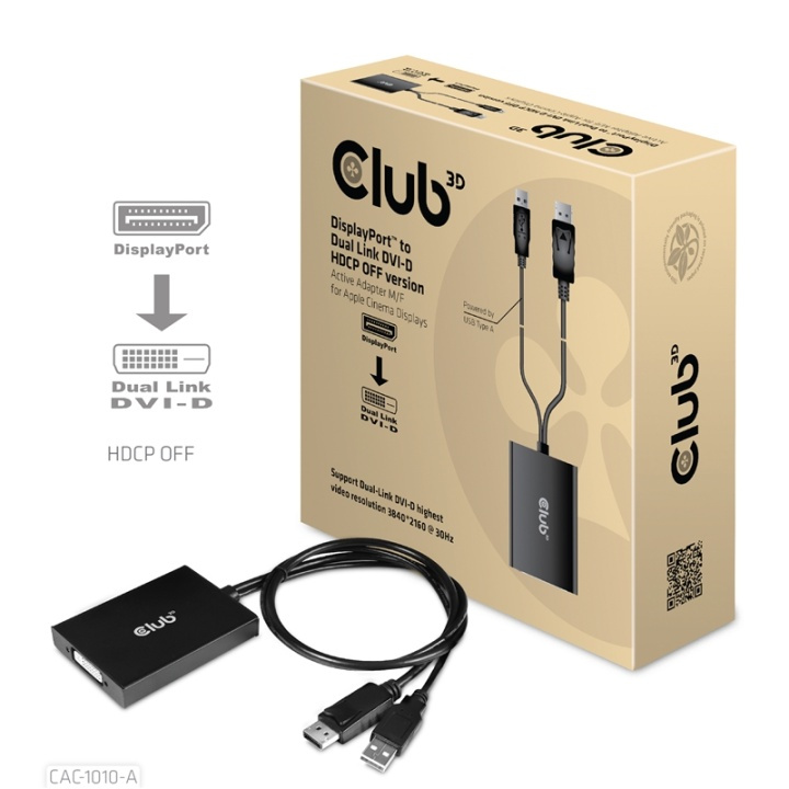 CLUB3D CAC-1010-A videokabeladapter 0,6 m DisplayPort DVI-D + USB in de groep COMPUTERS & RANDAPPARATUUR / Computerkabels / DisplayPort / Adapters bij TP E-commerce Nordic AB (A15977)