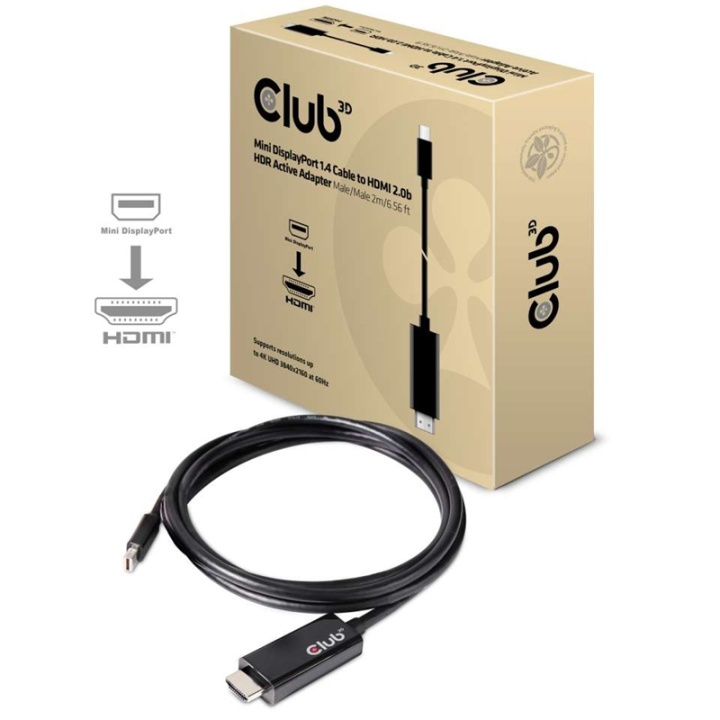 CLUB3D CAC-1182 videokabeladapter 2 m Mini DisplayPort HDMI Typ A (standard) Sva in de groep COMPUTERS & RANDAPPARATUUR / Computerkabels / DisplayPort / Kabels bij TP E-commerce Nordic AB (A15983)
