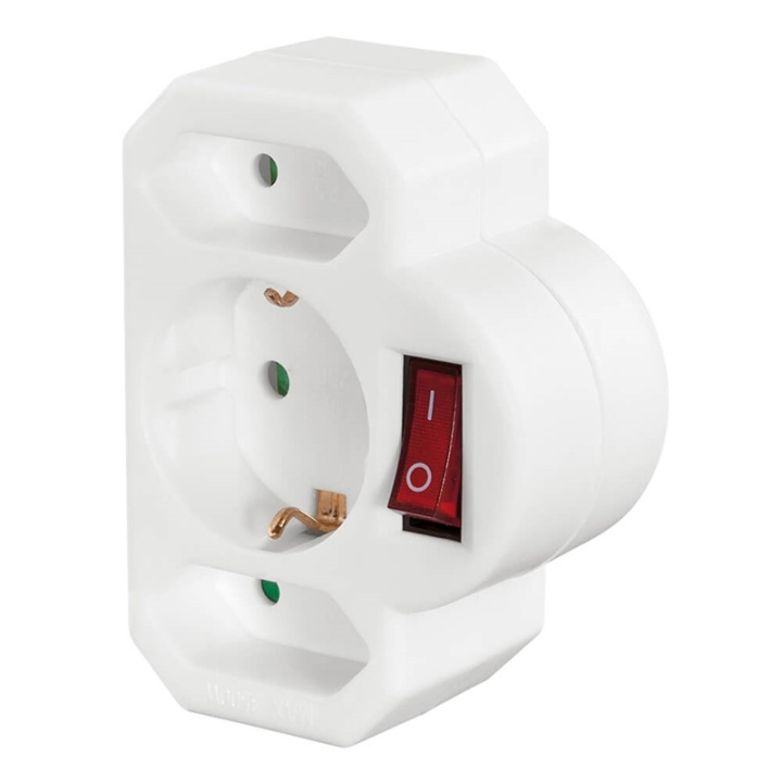 HAMA Multi Plug 3-way with Switch White in de groep HUISHOUDEN & TUIN / Elektriciteit & Verlichting / Stekkerblokken bij TP E-commerce Nordic AB (A16353)