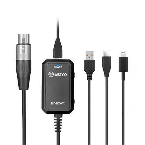 BOYA Microphone Adapter XLR - USB-A/C & Lightning BY-BCA70 XLR in de groep HOME ELECTRONICS / Audio & Beeld / Luidsprekers & accessoires / Accessoires bij TP E-commerce Nordic AB (A16535)