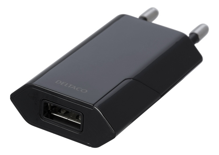 DELTACO USB-wandlader, 1x USB-A, 1A, 5W in de groep SMARTPHONE & TABLETS / Opladers & Kabels / Wandoplader / Wandoplader USB bij TP E-commerce Nordic AB (A16665)