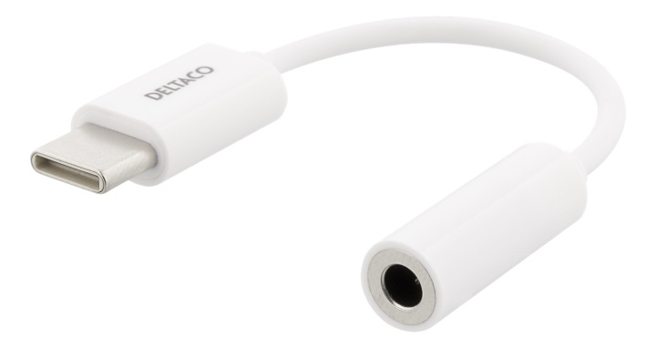 DELTACO USB-C to 3.5 mm female, 10 cm, retail package, passive, white in de groep SMARTPHONE & TABLETS / Opladers & Kabels / Adapters bij TP E-commerce Nordic AB (A16689)