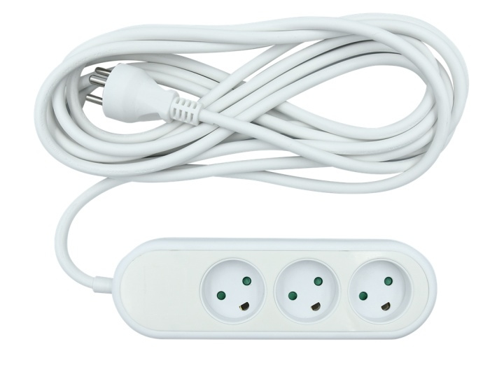 3-way socket grounded (D), 5m in de groep HUISHOUDEN & TUIN / Elektriciteit & Verlichting / Stekkerblokken bij TP E-commerce Nordic AB (A16725)