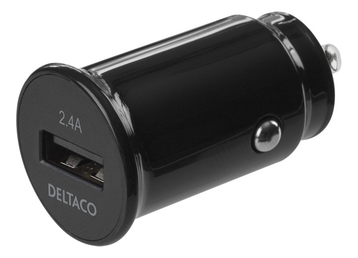 DELTACO 12/24 V USB car charger with compact size and 1x USB-A port, 2 in de groep SMARTPHONE & TABLETS / Opladers & Kabels / Autoladers / Autoladers USB bij TP E-commerce Nordic AB (A16733)