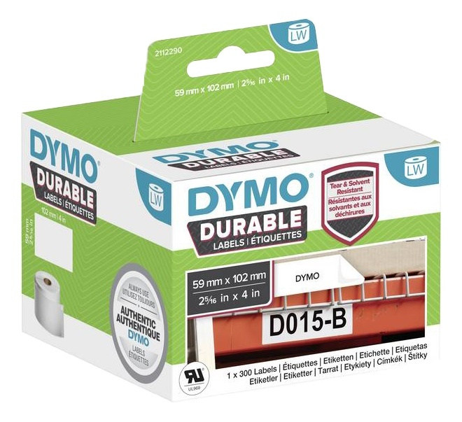 DYMO LabelWriter Durable 59mm x 102mm shipping label (white) 1 roll x in de groep COMPUTERS & RANDAPPARATUUR / Printers & Accessoires / Printers / Label machines & Accessoires / Etiketten bij TP E-commerce Nordic AB (A16750)