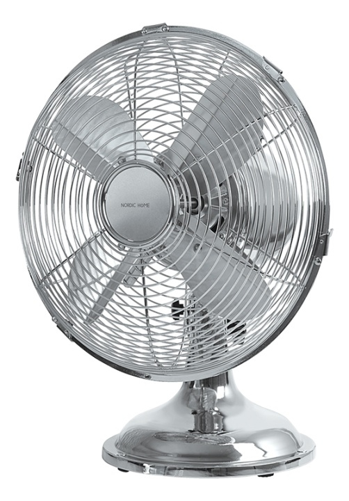 NORDIC HOME 30 cm metal table fan, chrome in de groep HUISHOUDEN & TUIN / Ventilatoren & Klimaatproducten / Tafelventilatoren bij TP E-commerce Nordic AB (A16776)