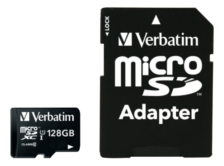 Verbatim SD Micro (SDXC) Class 10 m. adapter 128 GB in de groep HOME ELECTRONICS / Opslagmedia / Geheugenkaarten / MicroSD/HC/XC bij TP E-commerce Nordic AB (A16881)