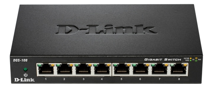 D-Link 8-Port Gigabit Ethernet Metal Housing Unmanaged Light Switch in de groep COMPUTERS & RANDAPPARATUUR / Netwerk / Schakelaars / 10/100/1000Mbps bij TP E-commerce Nordic AB (A17081)