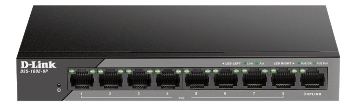 D-Link 9-Port 10/100 Unmanaged long range PoE Surveillance Switch in de groep COMPUTERS & RANDAPPARATUUR / Netwerk / Schakelaars bij TP E-commerce Nordic AB (A17084)