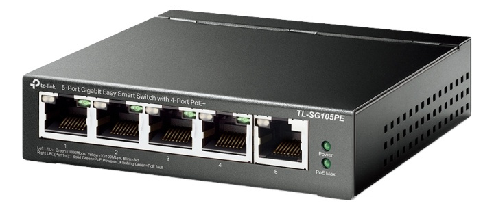 TP-Link 5-Port Gigabit Easy Smart Switch with 4-Port PoE+ in de groep COMPUTERS & RANDAPPARATUUR / Netwerk / Schakelaars / 10/100/1000Mbps bij TP E-commerce Nordic AB (A17092)