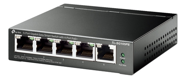 TP-Link 5-Port Gigabit Easy Smart Switch with 4-Port PoE+ in de groep COMPUTERS & RANDAPPARATUUR / Netwerk / Schakelaars bij TP E-commerce Nordic AB (A17092)