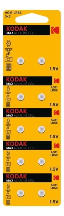 Kodak MAX AG11/LR58 alkaline battery (10 pack perforated) in de groep HOME ELECTRONICS / Batterijen & Opladers / Batterijen / Knoopcel bij TP E-commerce Nordic AB (A17145)