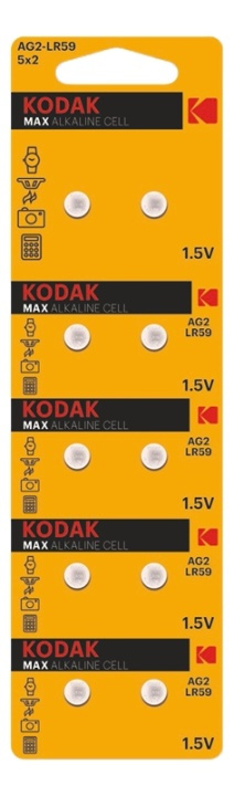 Kodak Kodak MAX AG2/LR59 alkaline battery (10 pack perforated) in de groep HOME ELECTRONICS / Batterijen & Opladers / Batterijen / Knoopcel bij TP E-commerce Nordic AB (A17147)