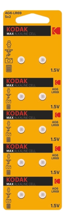 Kodak MAX AG6/LR69 alkaline battery (10 pack perforated) in de groep HOME ELECTRONICS / Batterijen & Opladers / Batterijen / Knoopcel bij TP E-commerce Nordic AB (A17151)