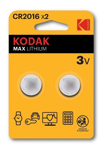 Kodak Kodak Max lithium CR2016 battery (2 pack) in de groep HOME ELECTRONICS / Batterijen & Opladers / Batterijen / Knoopcel bij TP E-commerce Nordic AB (A17166)