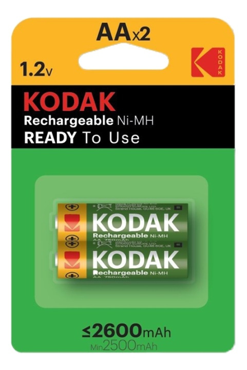 Kodak rechargeable Ni-MH AA battery 2600mAh (2 pack) in de groep HOME ELECTRONICS / Batterijen & Opladers / Batterijen / Batterijen voor hoortoestellen bij TP E-commerce Nordic AB (A17168)