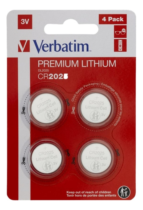 Verbatim LITHIUM BATTERY CR2025 3V 4 PACK in de groep HOME ELECTRONICS / Batterijen & Opladers / Batterijen / Knoopcel bij TP E-commerce Nordic AB (A17177)
