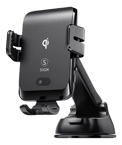 SiGN car holder for smartphones, wireless charging, black in de groep AUTO / Autohouder / Autohouder Smartphone bij TP E-commerce Nordic AB (A17222)