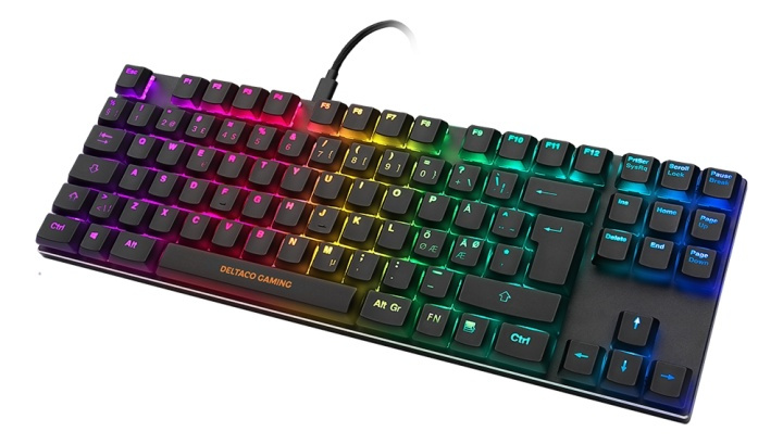 DELTACO GAMING DK420 TKL Mechanical keyboard, Red switches, RGB, black in de groep COMPUTERS & RANDAPPARATUUR / GAMING / Toetsenborden bij TP E-commerce Nordic AB (A17305)