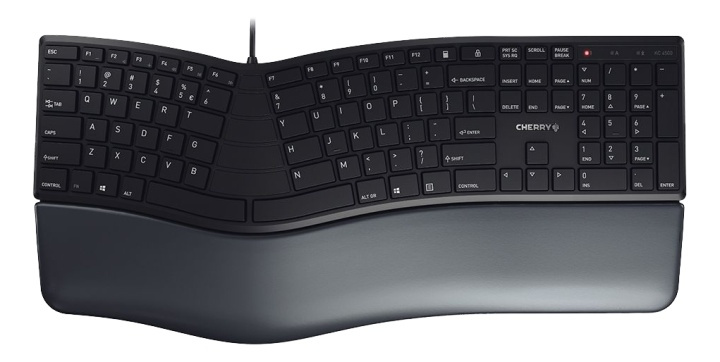 Cherry KC 4500 Ergo keyboard, ergonomic designed keyboard, black in de groep COMPUTERS & RANDAPPARATUUR / Muizen en toetsenborden / Toetsenborden / Met kabel bij TP E-commerce Nordic AB (A17311)