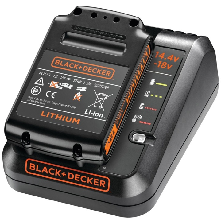 Black & Decker 1A Laddare + 1.5Ah Batteri in de groep HUISHOUDEN & TUIN / Gereedschap / Overig Elektrisch Gereedschap bij TP E-commerce Nordic AB (A17538)